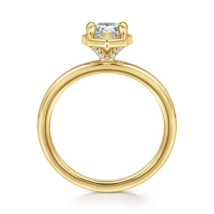 Cassi - 14K Yel+D74low Gold Bezel Prong Pear Shape Diamond Engagement Ring
