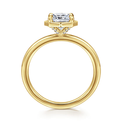 Cassi - 14K Yellow Gold Bezel Prong Cushion Cut Diamond Engagement Ring