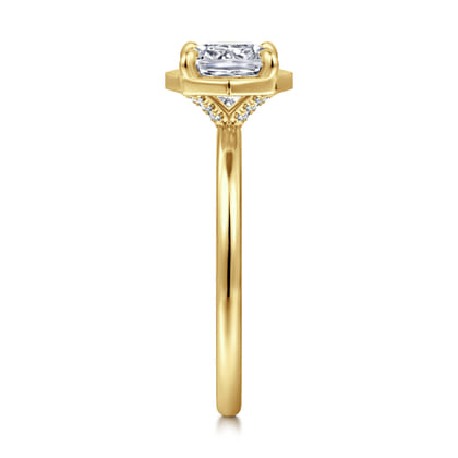 Cassi - 14K Yellow Gold Bezel Prong Cushion Cut Diamond Engagement Ring