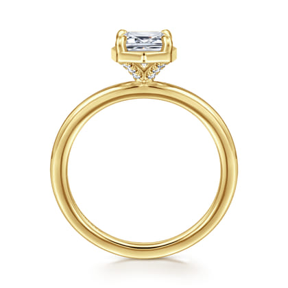 Cassi - 14K Yellow Gold Bezel Prong Emerald Cut Diamond Engagement Ring