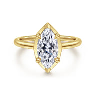 Cassi - 14K Yellow Gold Bezel Prong Marquise Shape Diamond Engagement Ring