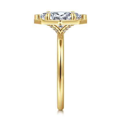 Cassi - 14K Yellow Gold Bezel Prong Marquise Shape Diamond Engagement Ring