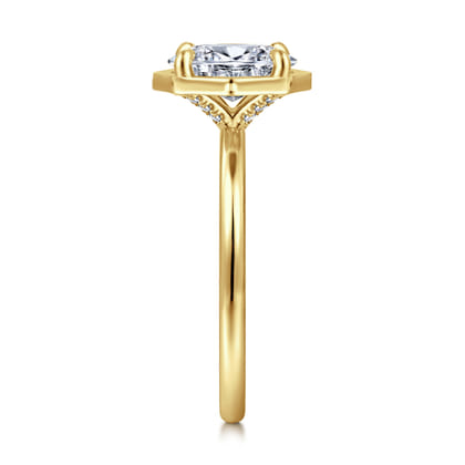Cassi - 14K Yellow Gold Bezel Prong Oval Diamond Engagement Ring