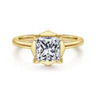 Cassi - 14K Yellow Gold Bezel Prong Princess Cut Diamond Engagement Ring
