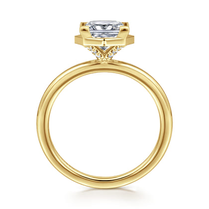 Cassi - 14K Yellow Gold Bezel Prong Princess Cut Diamond Engagement Ring