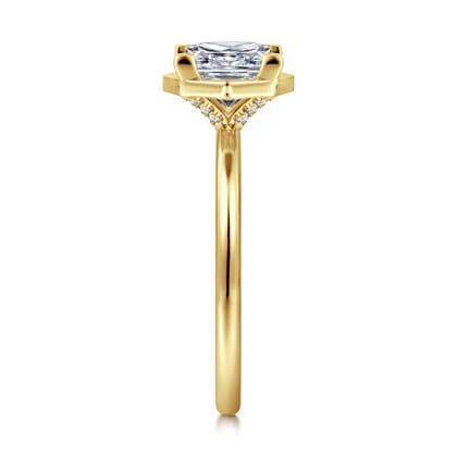 Cassi - 14K Yellow Gold Bezel Prong Princess Cut Diamond Engagement Ring