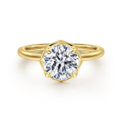 Cassi - 14K Yellow Gold Bezel Prong Round Diamond Engagement Ring