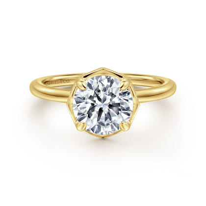 Cassi - 14K Yellow Gold Bezel Prong Round Diamond Engagement Ring