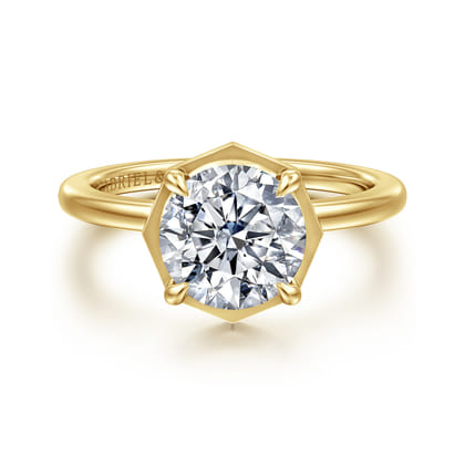 Cassi - 14K Yellow Gold Bezel Prong Round Diamond Engagement Ring