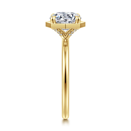 Cassi - 14K Yellow Gold Bezel Prong Round Diamond Engagement Ring