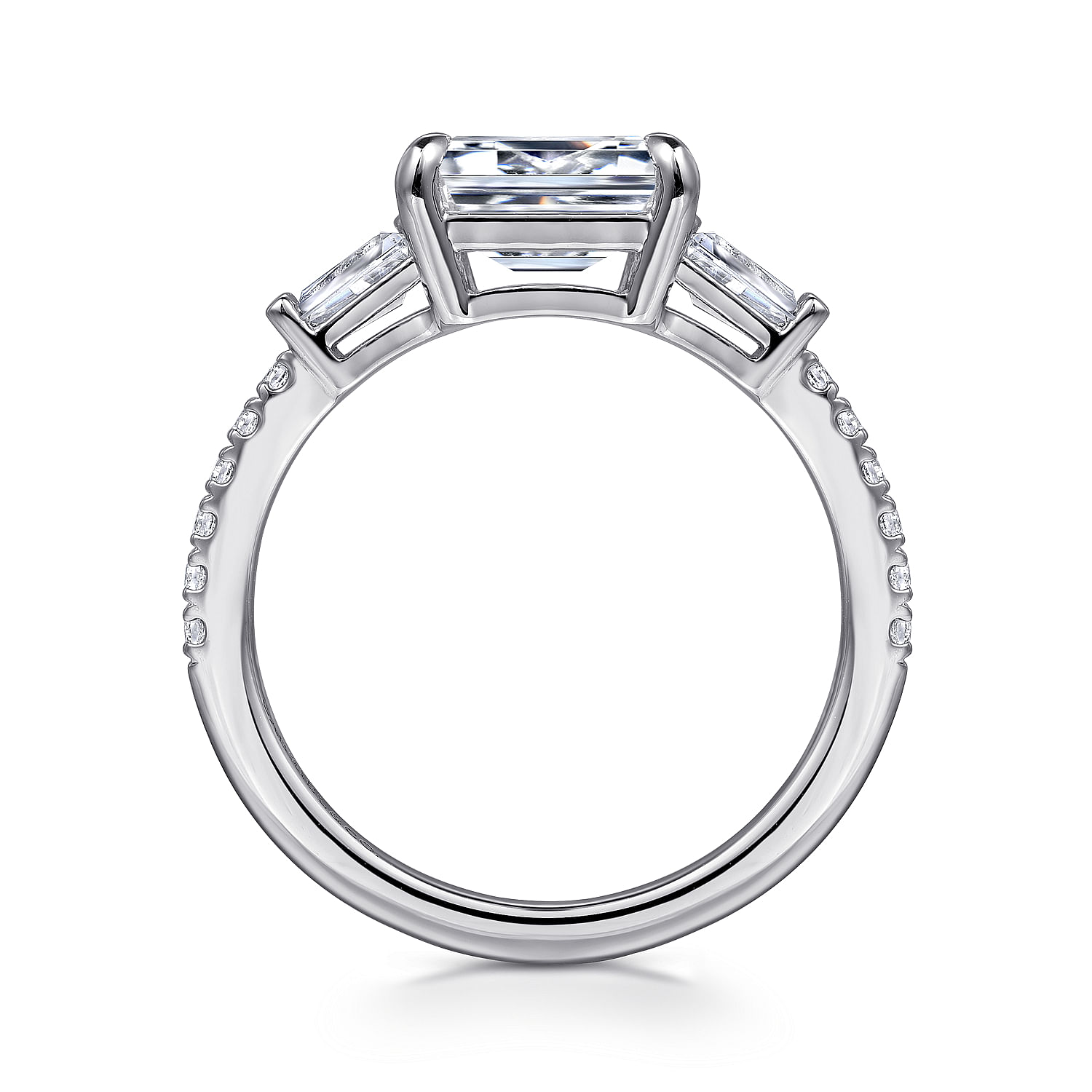 Cassidy - 14K White Gold Emerald Cut Three Stone Diamond Engagement Ring