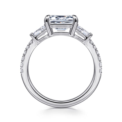 Cassidy - 14K White Gold Emerald Cut Three Stone Diamond Engagement Ring