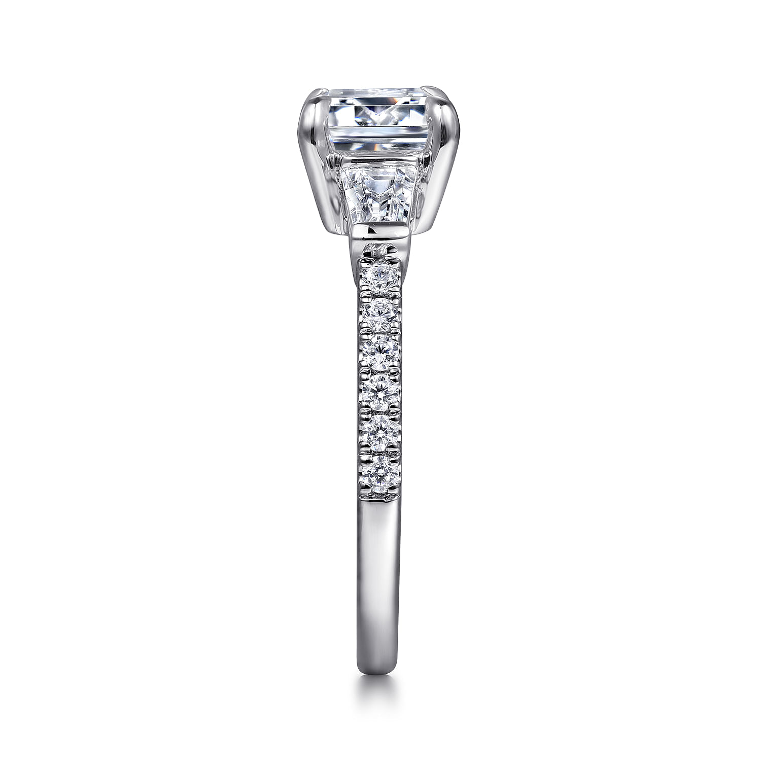 Cassidy - 14K White Gold Emerald Cut Three Stone Diamond Engagement Ring