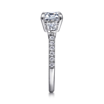 Cassidy - 14K White Gold Emerald Cut Three Stone Diamond Engagement Ring