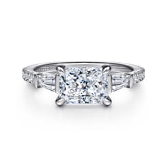 Cassidy - 14K White Gold Radiant Cut Three Stone Diamond Engagement Ring