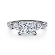 Cassidy - 14K White Gold Radiant Cut Three Stone Diamond Engagement Ring