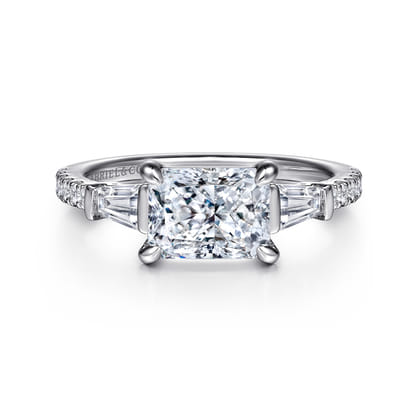 Cassidy - 14K White Gold Radiant Cut Three Stone Diamond Engagement Ring