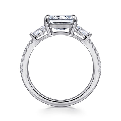 Cassidy - 14K White Gold Radiant Cut Three Stone Diamond Engagement Ring