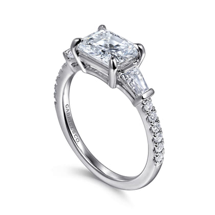 Cassidy - 14K White Gold Radiant Cut Three Stone Diamond Engagement Ring