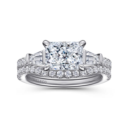 Cassidy - 14K White Gold Radiant Cut Three Stone Diamond Engagement Ring
