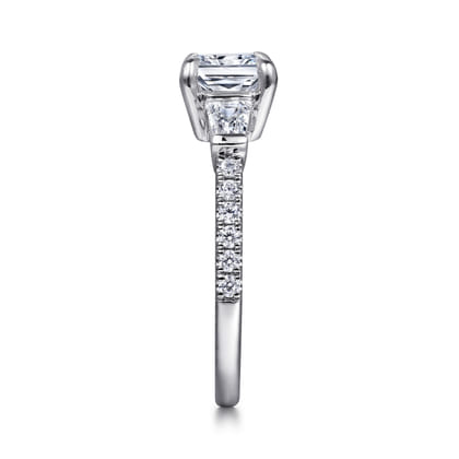 Cassidy - 14K White Gold Radiant Cut Three Stone Diamond Engagement Ring