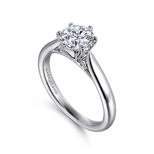 Cassie - 14K White Gold Round Diamond Engagement Ring - 0.03 ct - Shot 3