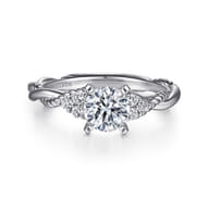 Catalina - 14K White Gold Round Twisted Diamond Engagement Ring