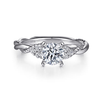Catalina - 14K White Gold Round Twisted Diamond Engagement Ring