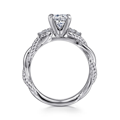 Catalina - 14K White Gold Round Twisted Diamond Engagement Ring