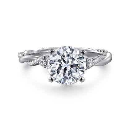 Catalina - 14K White Gold Twisted Round Diamond Engagement Ring