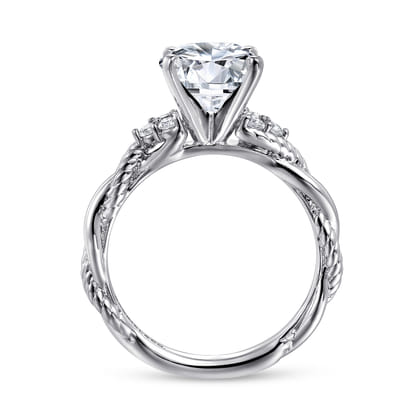 Catalina - 14K White Gold Twisted Round Diamond Engagement Ring