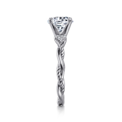 Catalina - 14K White Gold Twisted Round Diamond Engagement Ring
