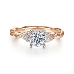 Catalina - 14K White-Rose Gold Round Diamond Twisted Engagement Ring