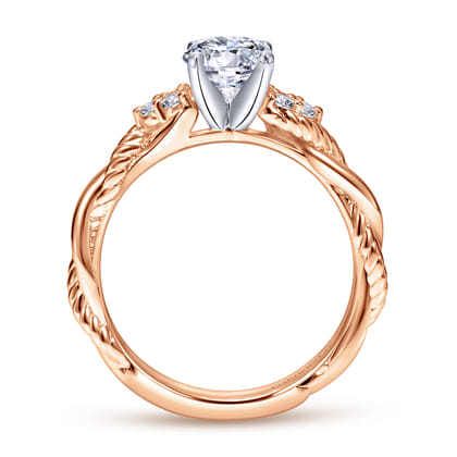 Catalina - 14K White-Rose Gold Round Diamond Twisted Engagement Ring