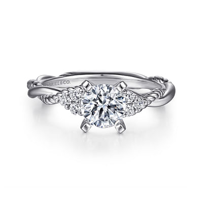 Catalina - Platinum Round Twisted Diamond Engagement Ring