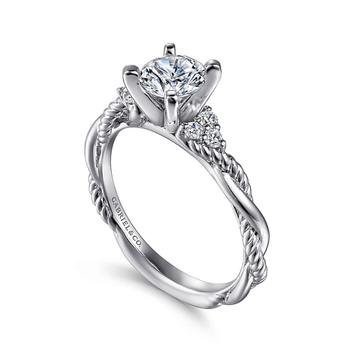 Catalina - Platinum Round Twisted Diamond Engagement Ring - 0.12 ct - Shot 3