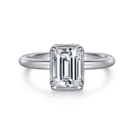 Catallina - 14K White Gold Bezel Prong Emerald Cut Diamond Engagement Ring