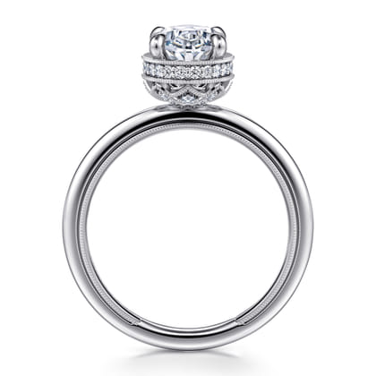 Catallina - 14K White Gold Bezel Prong Oval Diamond Engagement Ring