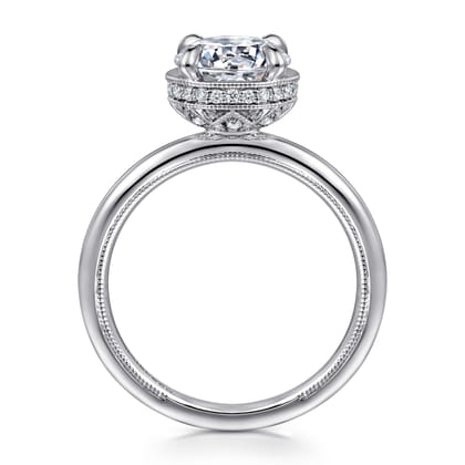 Catallina - 14K White Gold Bezel Prong Round Diamond Engagement Ring