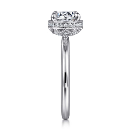Catallina - 14K White Gold Bezel Prong Round Diamond Engagement Ring