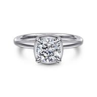 Catallina - 14K White Gold Cushion Bezel Prong Diamond Engagement Ring