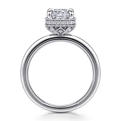 Catallina - 14K White Gold Cushion Bezel Prong Diamond Engagement Ring