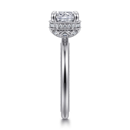 Catallina - 14K White Gold Cushion Bezel Prong Diamond Engagement Ring