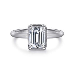 Catallina - 14K White Gold Emerald Cut Halo Diamond Engagement Ring