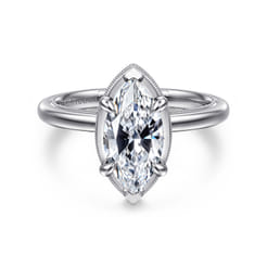 Catallina - 14K White Gold Marquise Shape Halo Diamond Engagement Ring