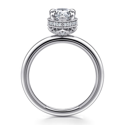 Catallina - 14K White Gold Pear Shape Bezel Prong Diamond Engagement Ring
