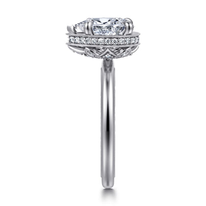 Catallina - 14K White Gold Pear Shape Bezel Prong Diamond Engagement Ring