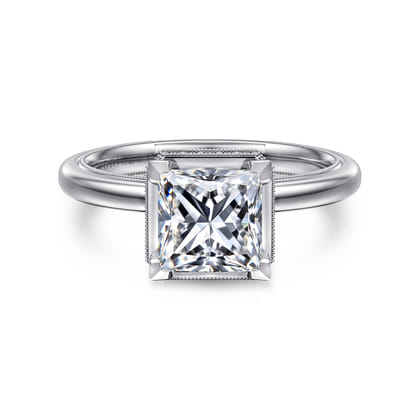 Catallina - 14K White Gold Princess Bezel Prong Diamond Engagement Ring