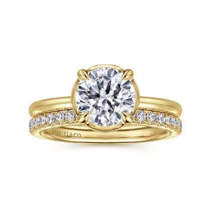 Catallina - 14K Yellow Gold Bezel Prong Round Diamond Engagement Ring