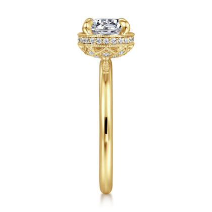 Catallina - 14K Yellow Gold Bezel Prong Round Diamond Engagement Ring